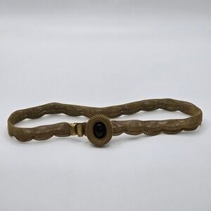 Mesh Choker Necklace Women Scalloped‎ Edge Black Cabochon Vintage Mid-Century